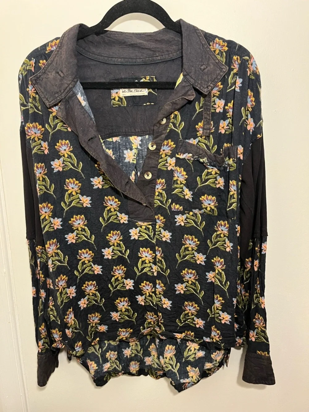Free People We The Free Summer of Surf Pullover Button Henley Top - Picture 15 of 15